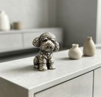 Hund Miniatur-Pudel aus massivem Metall – Vintage Figur