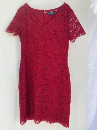 Damen-Cocktailkleid, Ralph Lauren, rot, Gr. 8, gebraucht