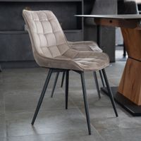 20718 - 2x Polsterstuhl Esszimmer ARIS – Samt Hellbraun