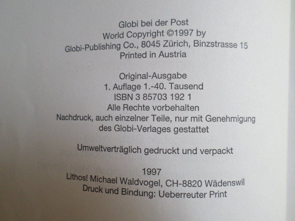 Libri: Globi bei der Post / 1. Auflage 1997 – Usato da Liestal venduto da man_7bt6 2