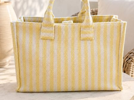 Strandtasche von Esprit, gelb/beige mit Schultergurt