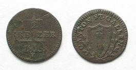 ST. GALLEN Halbkreuzer 1815 Billon