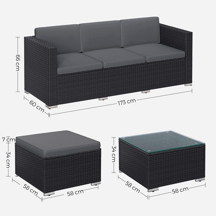 Divani: Gartenmöbel Polyrattan Ecksofa Schwarz Grau HELIOS – Nuovo e nell'imballaggio originale da Lachen SZ venduto da MAMORU-MOEBEL 3