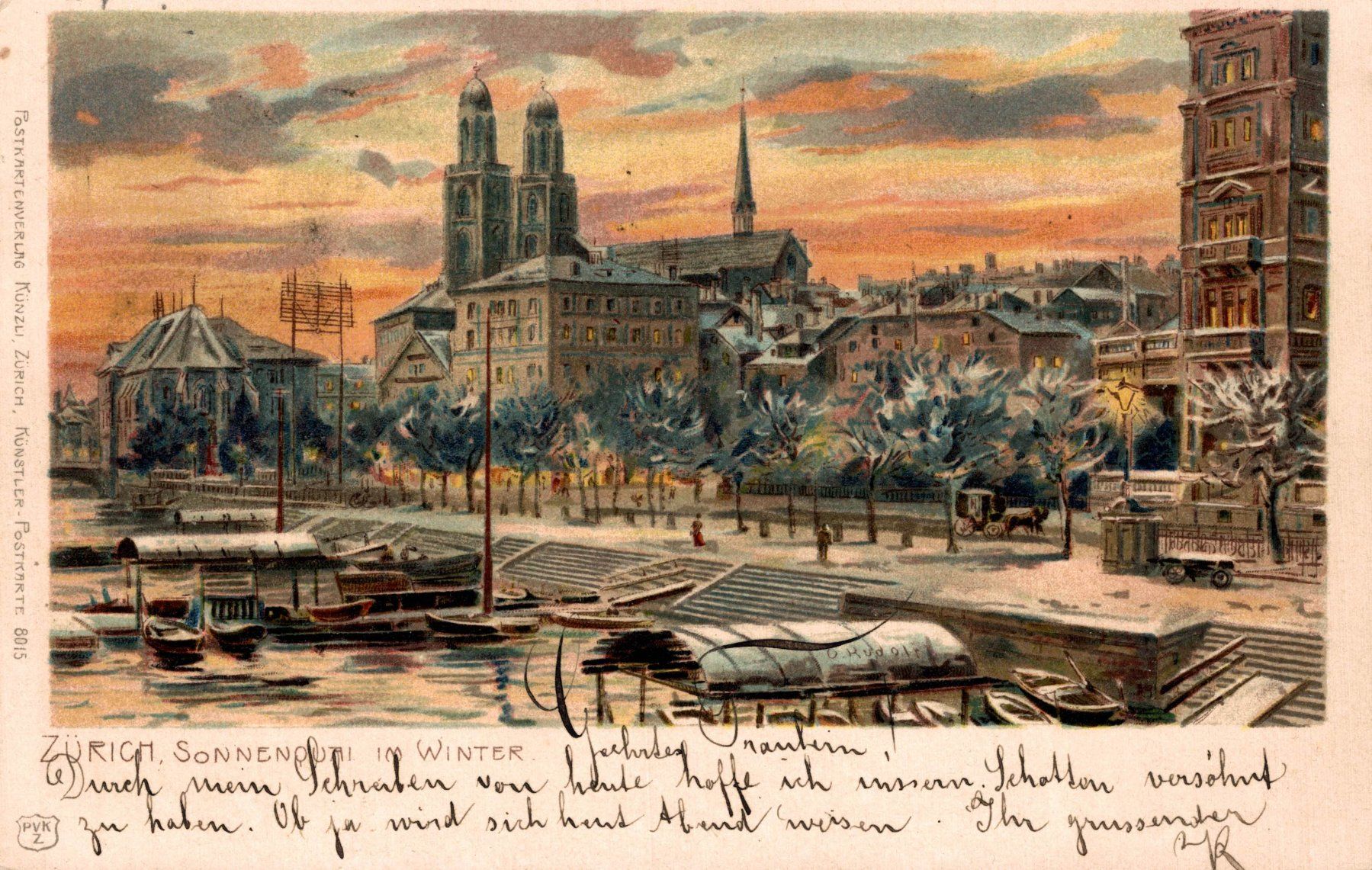 Cartoline postali: Zürich. Sonnenquai im Winter – Usato da Bronschhofen venduto da Astore