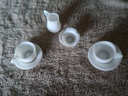 Herziges,altes 6-teil.Glas-Set von Lauscha fürs Puppenhaus