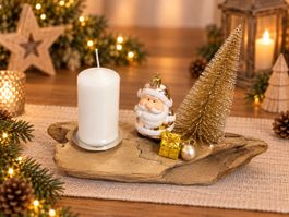 Weihnachtsdekoration Treibholz mit Kerze neuwertig