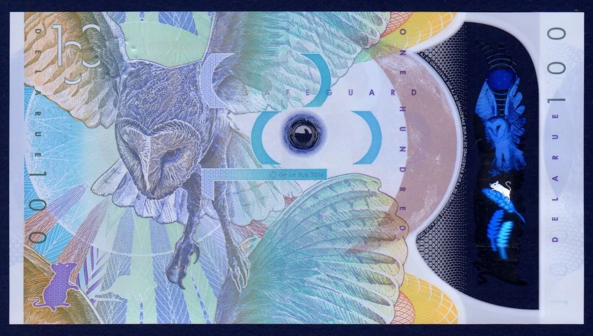 Banconote: Banknote Test Note Guardian Owl. Eule. 100. 2016. Polymer. – Nuovo (secondo la descrizione) da Kaltbrunn venduto da Banknotes 1