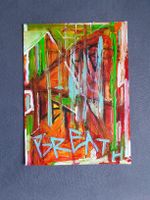 Acrylbild abstrakt handgemalt "BREATH" bunte Farben 42x30