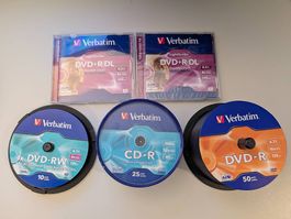 Verbatim Original DVD+R DL, DVD-R, DVD-RW und CD Rohlinge