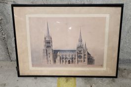 Tableau cathédrale de Lausanne (peinture, vaud, leman)