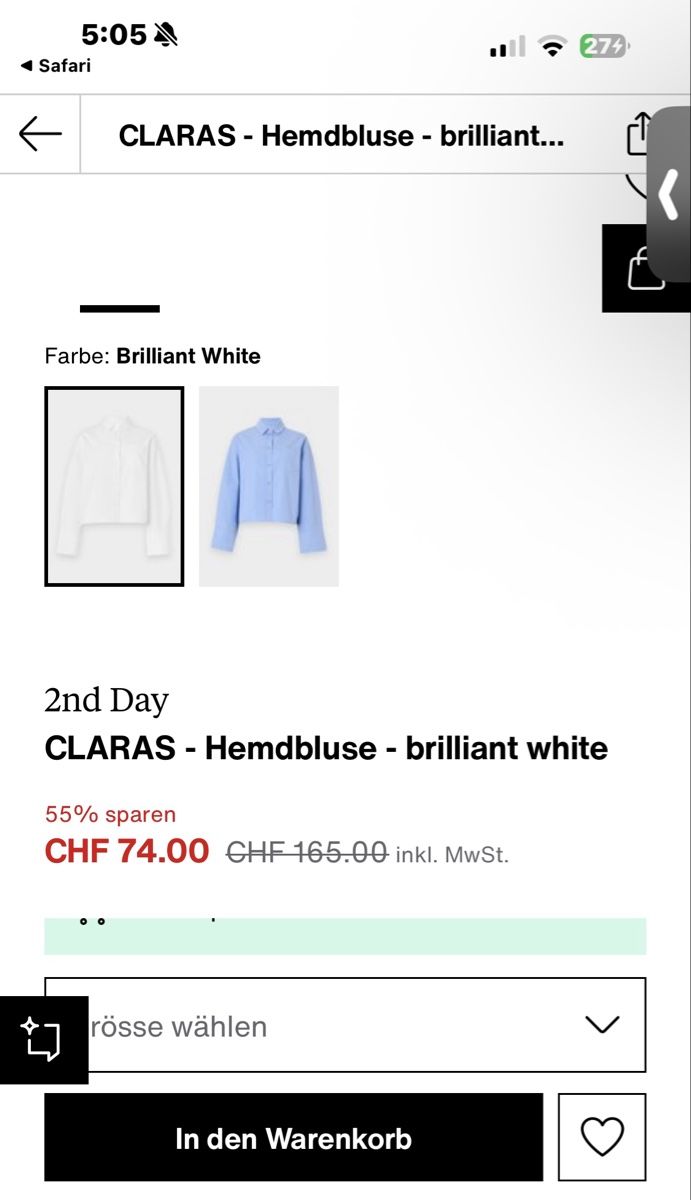 Blusen: 2nd Day Cropped Oversize Hemdbluse, EU38 – Neu (gemäss Beschreibung) aus Kloten von preloved9 6