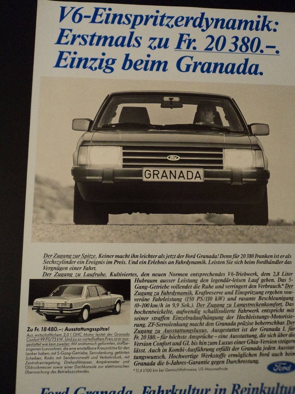 Ford Documents: Prospekt Ford Granada V6 – D'occasion à Schwarzenburg par modelCARama