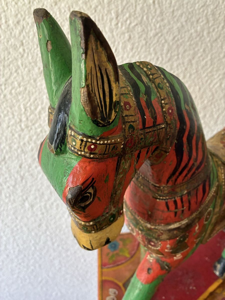 Statuette: Radjasthan Inde cheval en bois de procession – Usato da St-Aubin-Sauges venduto da asianart 6