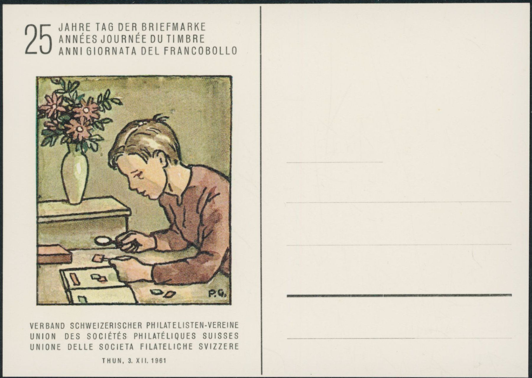 Alle Briefmarken: 1961 - Tag der Briefmarke - Thun – Neu (gemäss Beschreibung) aus Schindellegi von leecollect 6