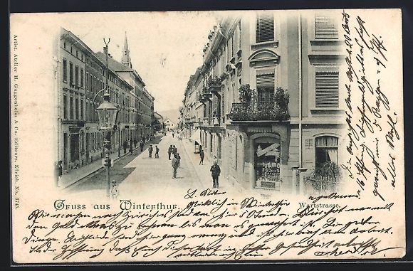 Cartoline postali: AK Winterthur, Blick in die Wartstrasse – Usato da Berlin venduto da bartko-reher