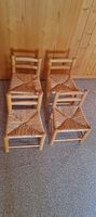4 Holzkinderstühle (Set) Sitz Korbgeflecht