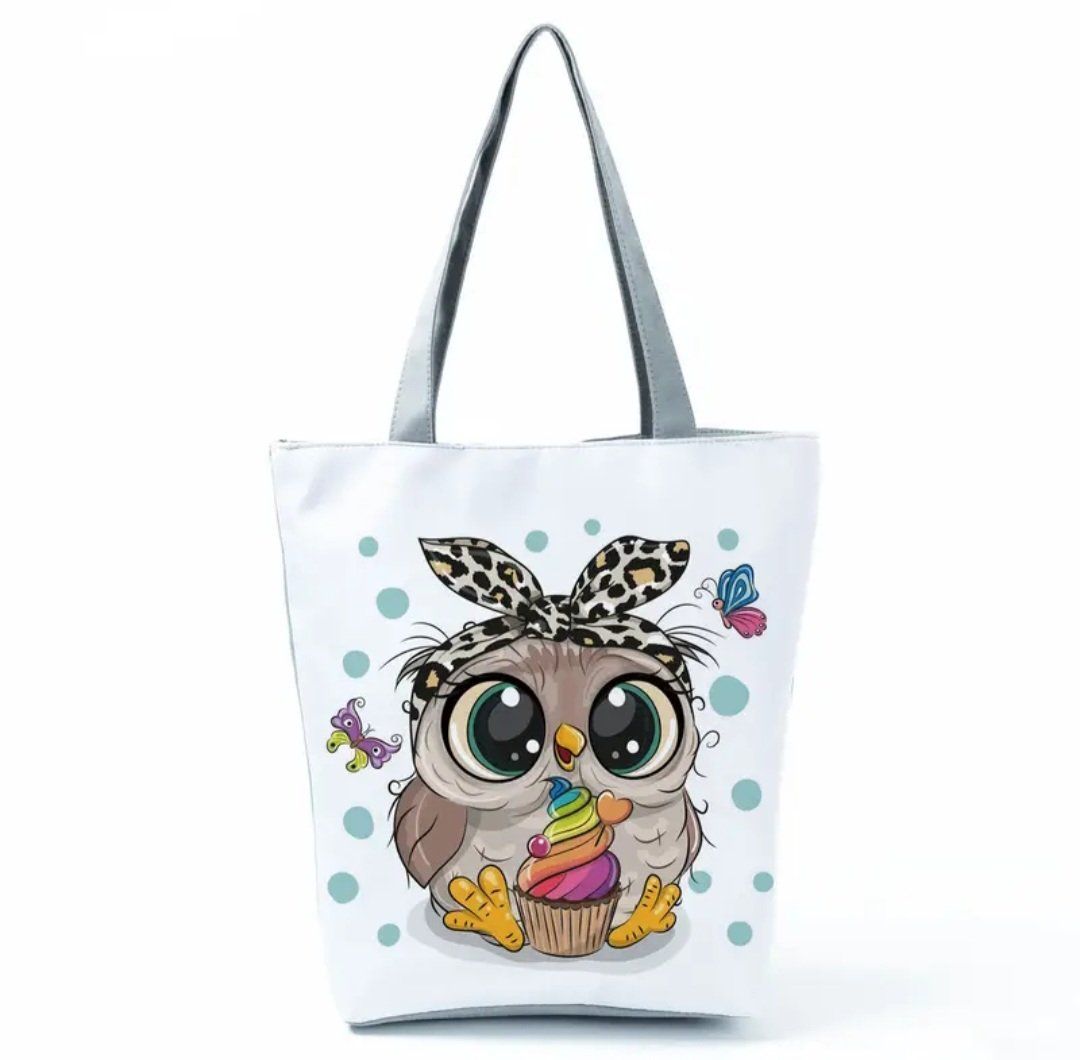 Borse da donna: Neu! Tragetasche aus Canvas Cartoon Eule – Nuovo e nell'imballaggio originale da Füllinsdorf venduto da Sunnebliemli7