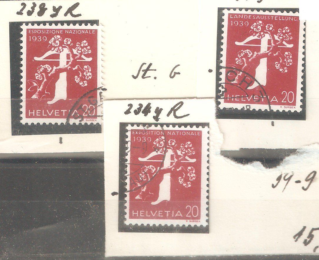Alle Briefmarken: 230 234 238 yR Rollenmarken gest./obl. – Gebraucht aus Lausanne von Whorvath
