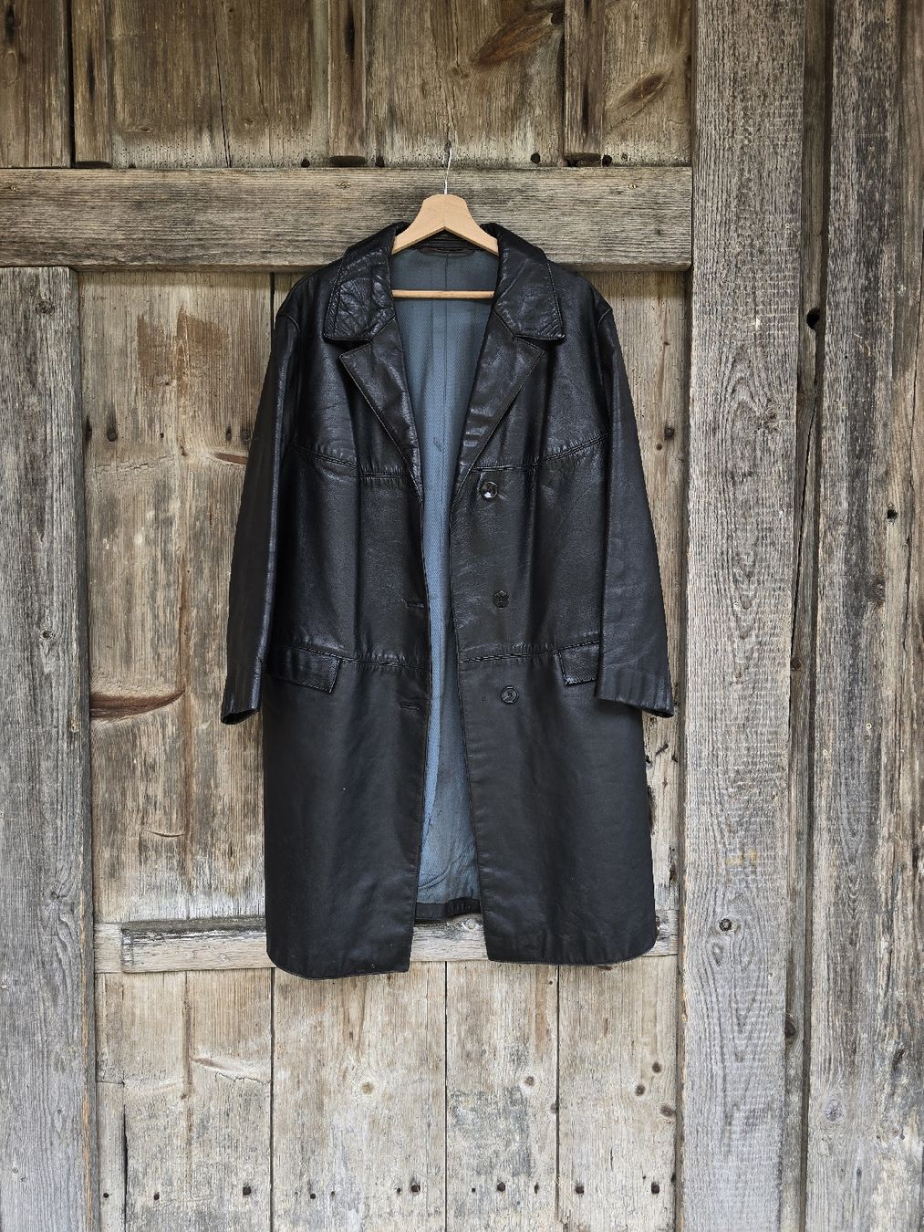 Cappotti: Black Leather trench coat, vintage – Usato da Moutier venduto da nadia.manadmabad