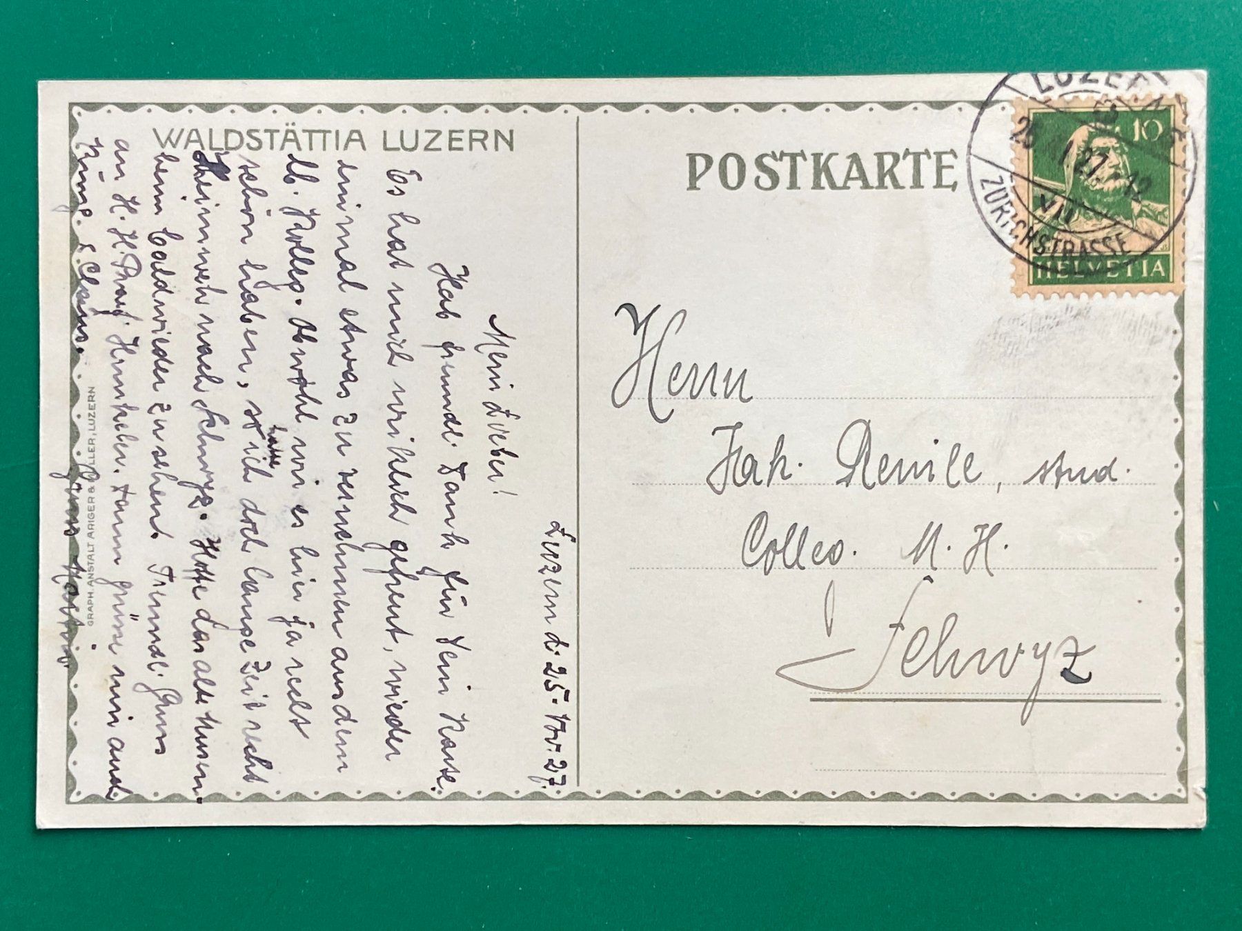 Cartoline postali: Studentenverbindung Waldstättia - 1927 – Usato da Steg VS venduto da _vinci_ 1