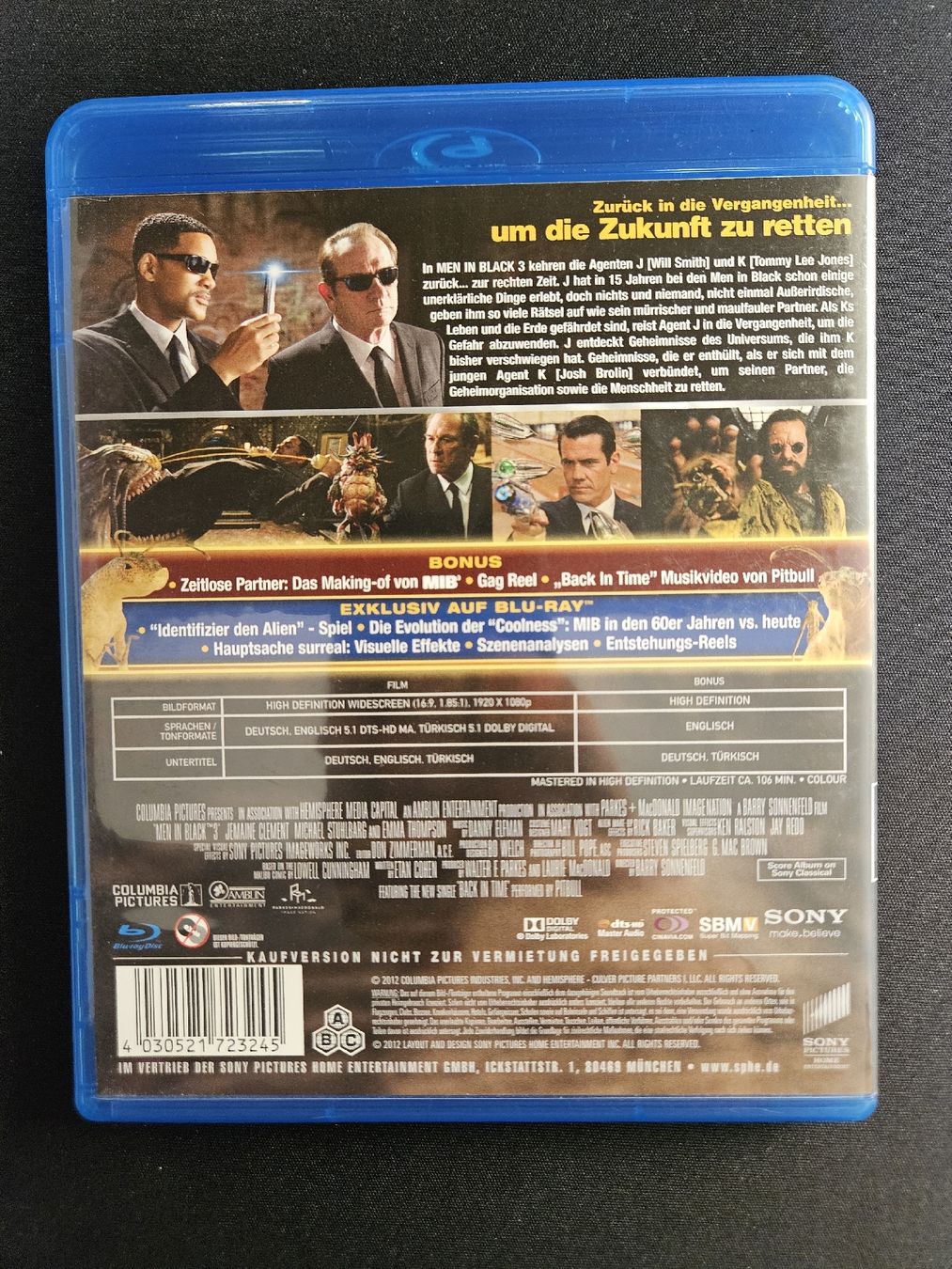 Tutti i DVDs: MIB 3 - Men in Black III - Blu-ray – Usato da Lenzburg venduto da fischerus 1