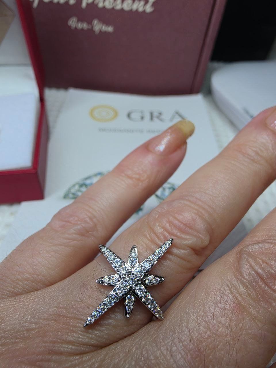Anelli: Bague argent avec diamants de moissanite GRA – Nuovo e nell'imballaggio originale da Reconvilier venduto da Tsma67 1