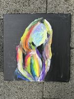 Acryl Gemälde auf Leinwand abstrakt bunt schwarz neu