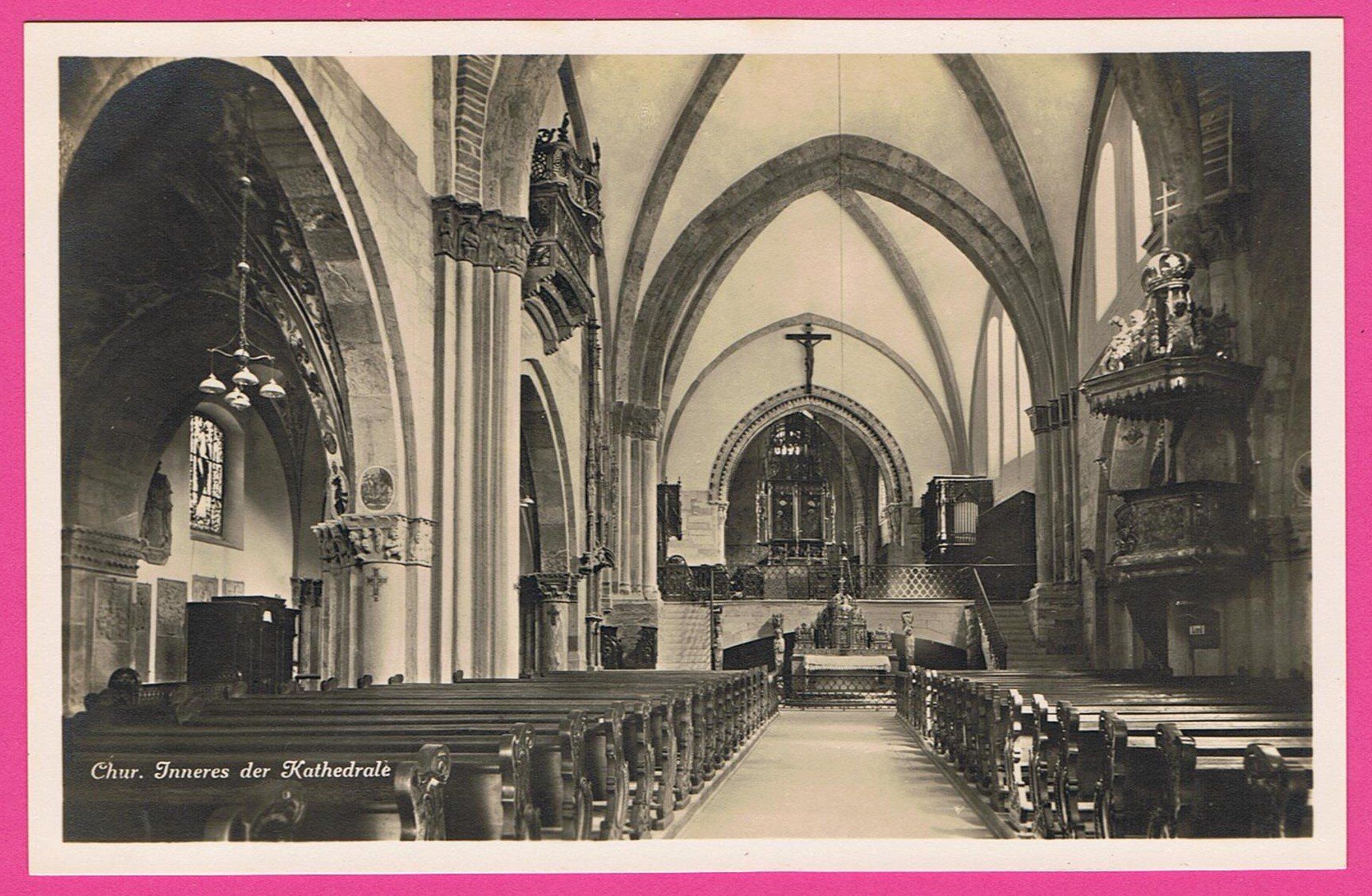 Ansichtskarten: Chur Inneres der Kathedrale – Gebraucht aus Einsiedeln von dillie