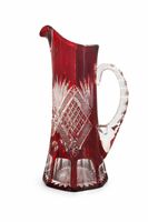 Rubinroter Kristall Krug Geschliffen 24cm 7dl Vintage