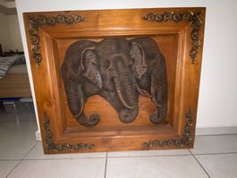 Elephant Holzrelief Schnitzerei Top Bild!