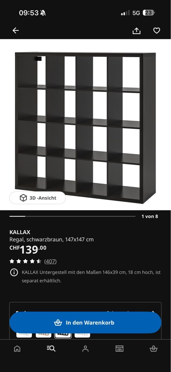 Ikea Scaffali: Ikea KALLAX Regal schwarzbraun – Nuovo (secondo la descrizione) da Luzern venduto da manueu__ 3