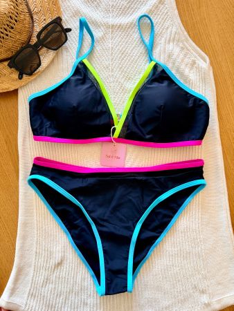 Sexy Neon Bikini Set Schwarz - S - Neu GRATIS Versand