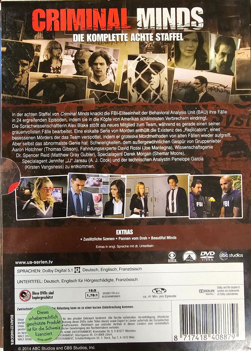 Tutti i DVDs: Criminal Minds - Staffel 8 – Usato da Wahlen b. Laufen venduto da Cg10 1