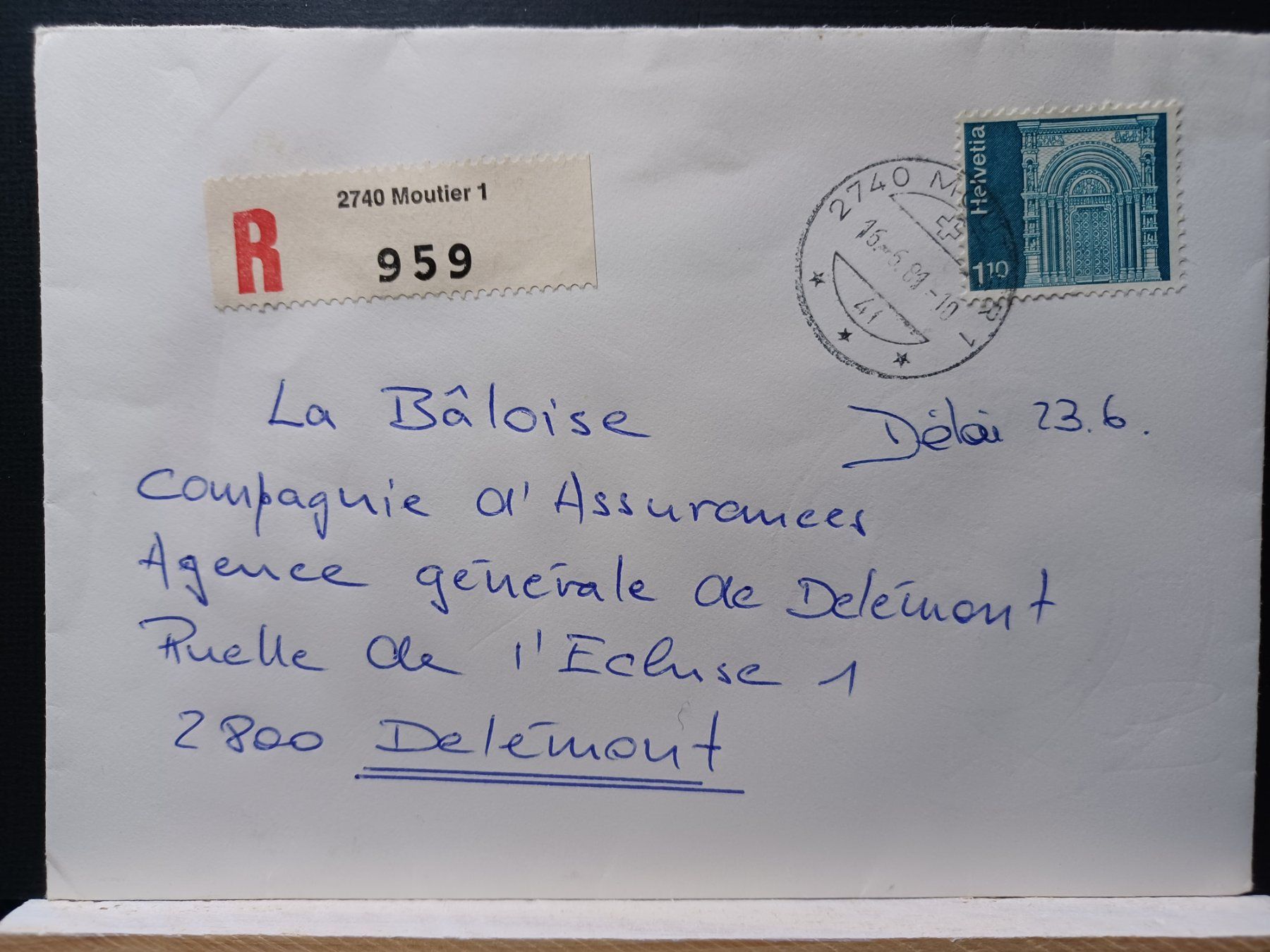 Alle Briefmarken: R 959 nach Delemont, 16.06.81 – Gebraucht aus Aarau Rohr von mgvw