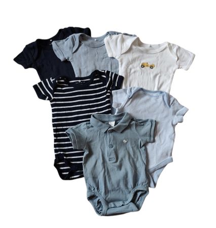 Baby Kleidung Basics mit Lang-/Kurzarmbodys, Hosen Gr 62