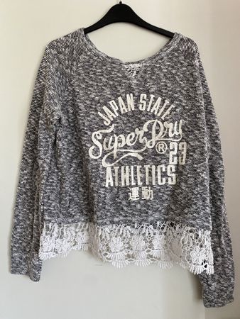 Superdry Pullover mit schönem Spitzensaum Gr. L