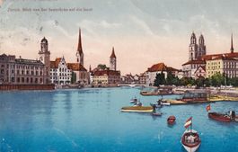 Zürich Blick von der Seebrücke auf die Stadt  1913