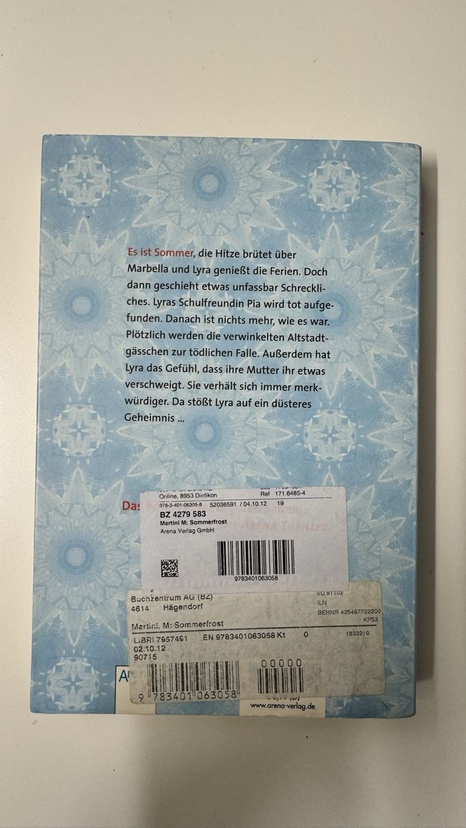 Libri: Manuela Martini Sommerfrost Thriller – Usato da Oberägeri venduto da rsi_h6fc 1