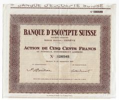 Banque d'éscompte Suisse, Genève - Aktie