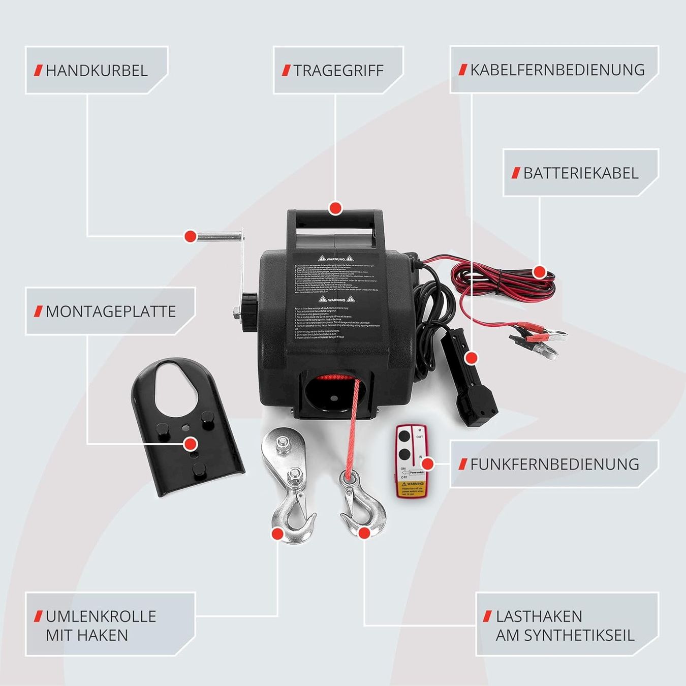 Argani forestali & Pinze posteriori : Elektrische Seilwinde 12V 4990Kg – Nuovo e nell'imballaggio originale da Bottighofen venduto da zaap 2