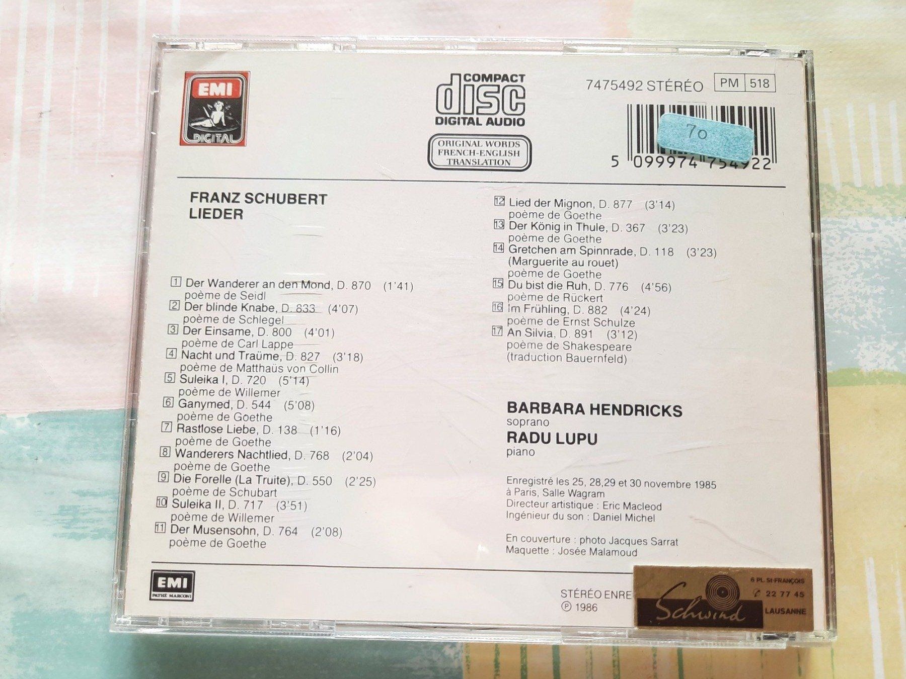 CD: Cd Barbara Hendricks / Radu Lupu - Schubert Lieder – Usato da Pully venduto da bro_n52j 1