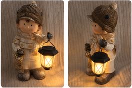 Deko Figur Junge mit Laterne LED Solar