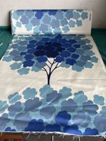 60-70er JahreStoff mit Wolkenmotiv, Meterware, blau, neu