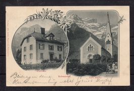 Schwanden - Kirche und Pfarrhaus GL, 1905, ʘ Schwanden