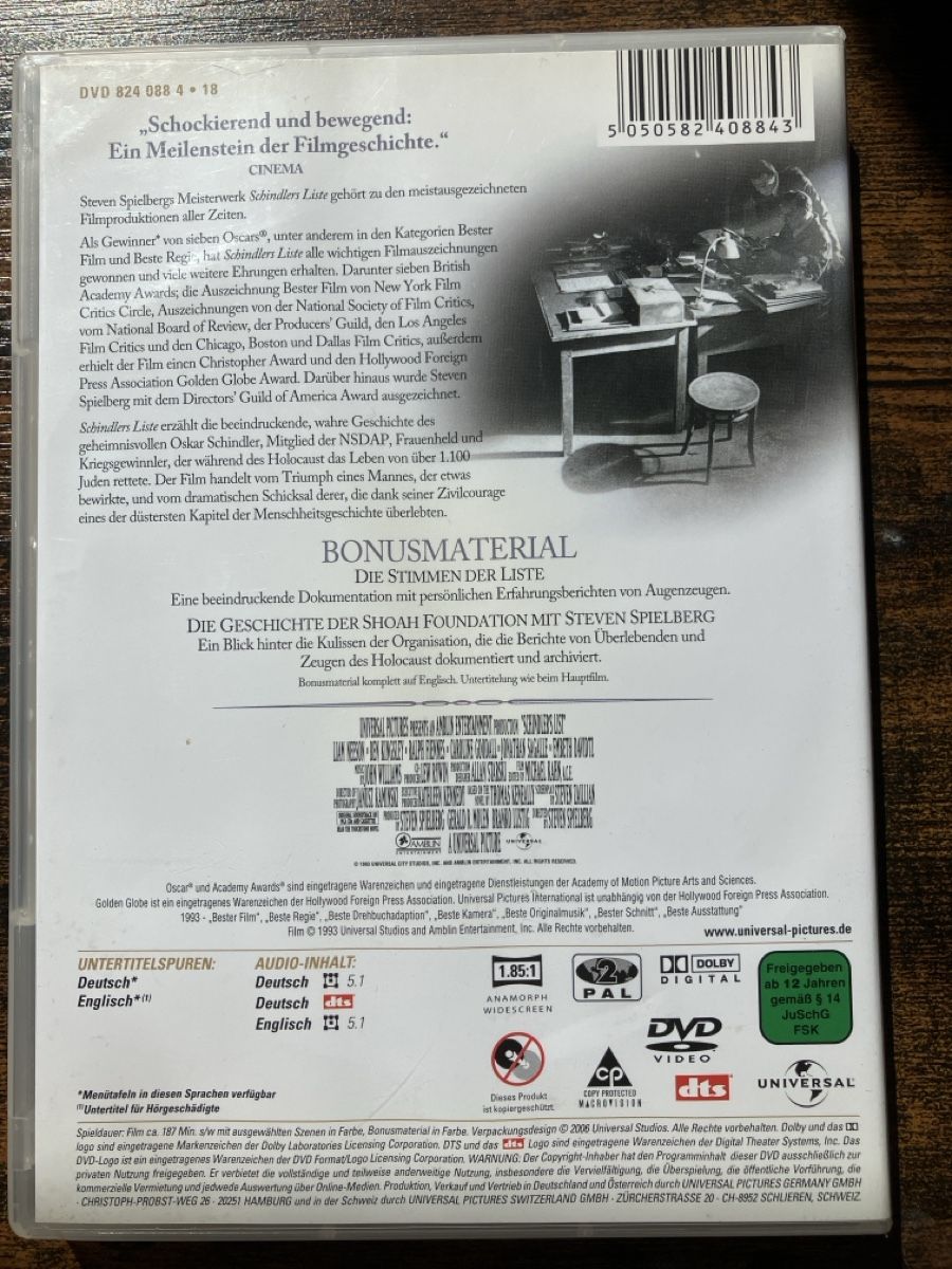 Alle DVDs: Schindlers Liste DVD – Gebraucht aus Glarus von Jhuber78 1