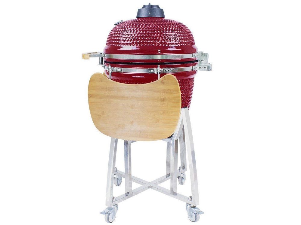 London Sunshine Keramik Kamado Grill Junior Serie – 39,6 Cm, Mit Hohem Ständer, Grün, Für Räuchern & Grillen