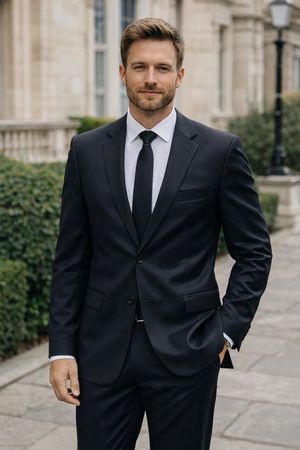 Michael Kors Herren Anzug 100% Wolle 44S Dunkelblau Nadelstr