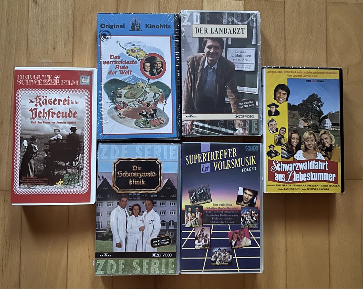 Alle VHS: 6 VHS VIDEOFILME Noch eingepackt oder verschweisst. – Neu und originalverpackt aus Aadorf von Schwarzschlumpf1972