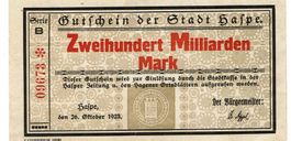 Haspe 200 Mrd.Mark Serie B 26.10.1923 VZ-VZ+