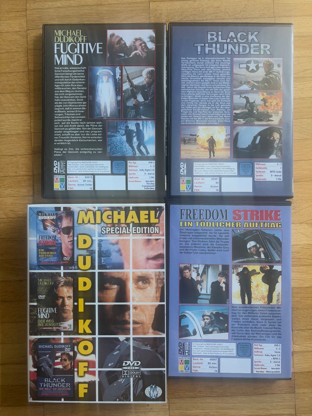 Tutti i DVDs: MICHAEL DUDIKOFF: Freedom Strike/Fugitive mind/Black Thunder – Usato da Basel venduto da san_2qlq 2